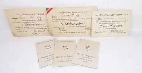 Einladungen Tanzirkel Sebnitz 1919 Stiftungsfest Herren Kränzchen