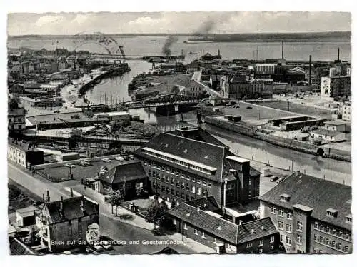 Ak Blick auf die Geestebrücke und Geestemündung 1956