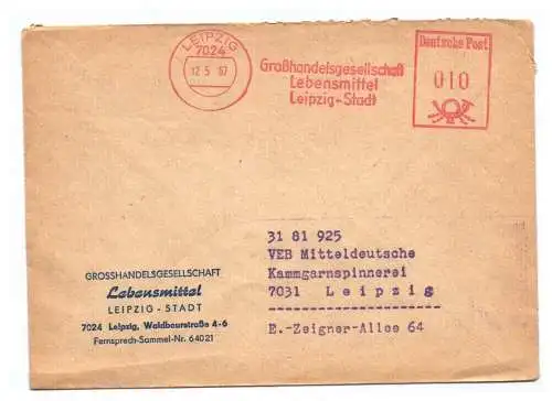 Brief 1967 DDR Grosshandelsgesellschaft Lebensmittel Leipzig