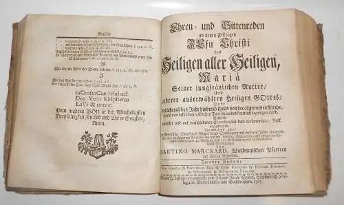 Martino Marckard Ehren und Sitten Reden Festtagen Jesu Christi 1767 Würzburg