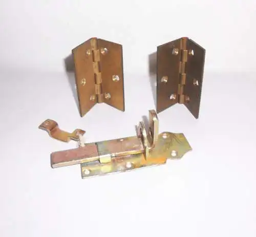 Metall 100 mm Türriegel + 2 Messing Türscharniere !