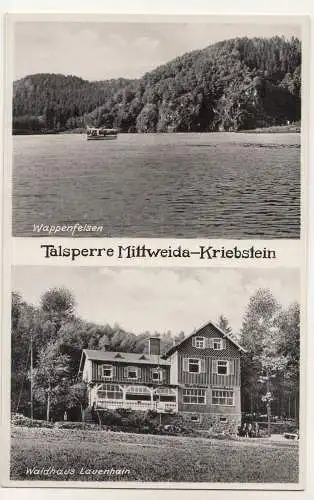 Ak Talsperre Mittweida - Kriebstein Wappenfelsen Waldhaus Lauenhain 1935 (A2493