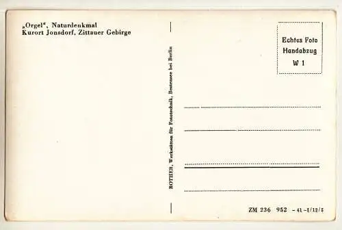 DDR Orgel Naturdenkmal Kurort Jonsdorf Zittauer Gebirge um 1955 ! (A2490