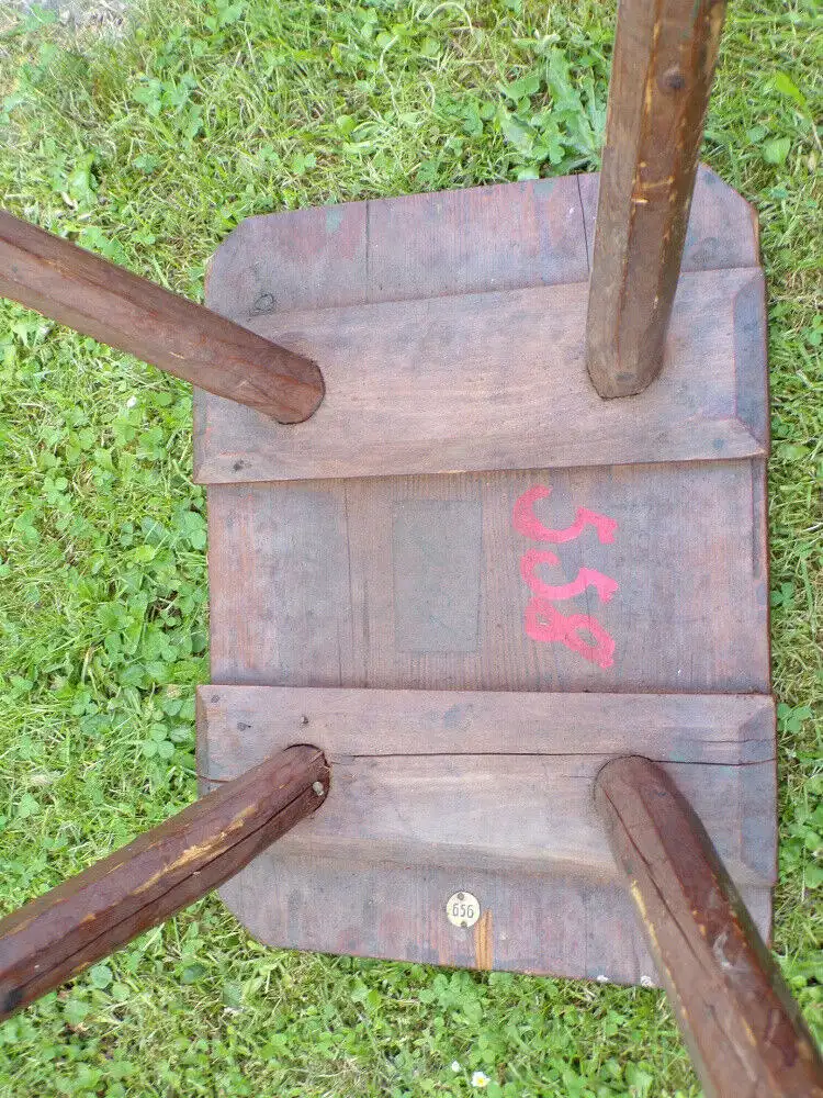 Alter Hocker Werkstatthocker Holz Industrie Look Werkstatt Schemel 2
