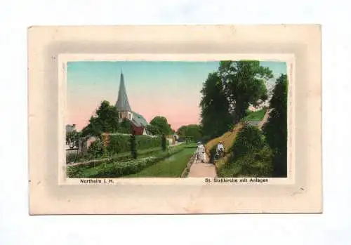 Künstler Ak Northeim St. Sixtikirche mit Anlagen 1916 Feldpost