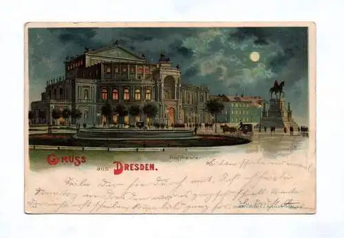 Künstler Ak Gruss aus Dresden Hoftheater 1900