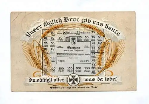 Künstler Ak Unser täglich Brot gib uns heute 1920 Brotkarte