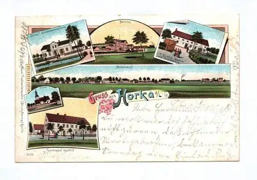Litho Ak Gruss aus Horka 1905 Mitteldorf Zöllner Tzschoppe Gasthof
