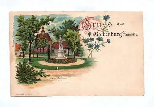 Künstler Ak Gruss aus Rothenburg Lausitz Kaiser Denkmal