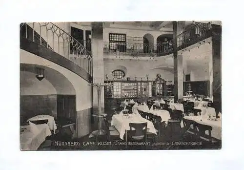 Ak Nürnberg Cafe Kusch Grand Restaurant gegenüber der Lorenzerkirche 1907