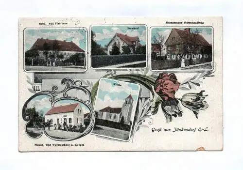 Ak Gruß aus Jänkendorf Oberlausitz Försterei Kirche Warenhandlung 1922