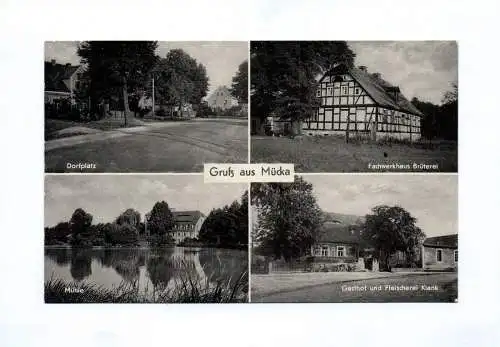 Ak Gruß aus Mücka Dorfplatz Gasthof und Fleischerei Kiank 1963