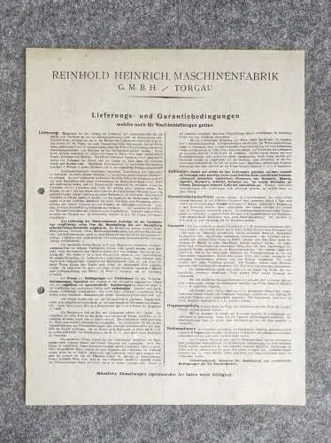 Prospekt Reinhold Heinrich Maschinenfabrik Torgau Angebot Dokument