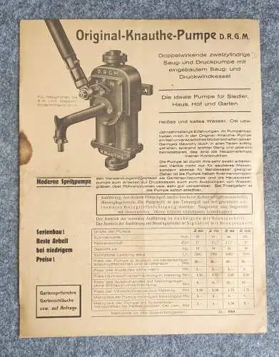 Werbeblatt Knauthes Hochluft Maschinen Pumpenfabrik Bischofswerda