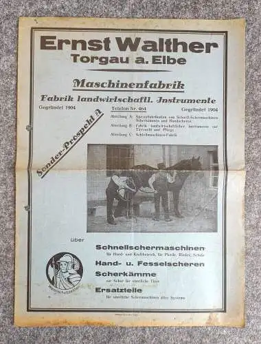 Ernst Walther Torgau Maschinenfabrik alter Prospekt Landwirtschaft