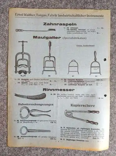 Ernst Walther Torgau Maschinenfabrik alter Prospekt Landwirtschaft