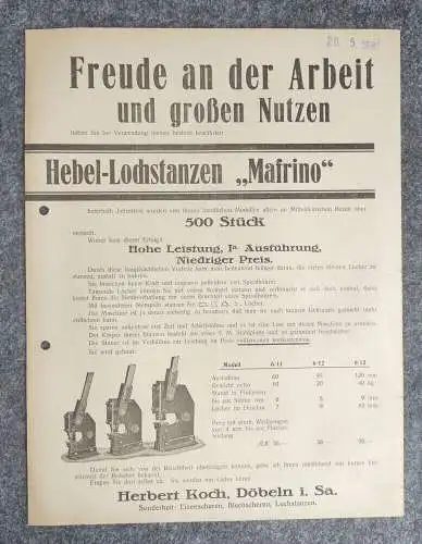 Prospekt Herbert Koch Döbeln Scheren und Stanzen Preisliste 1930