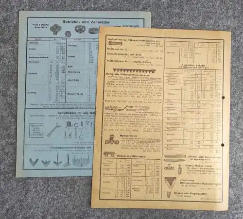 Fritz Scharte Breslau 1929 Landmaschinen 2x Preisliste