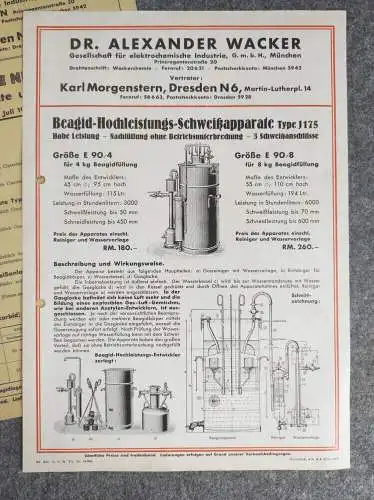 Preislisten Karl Morgenstern Dresden DR Alexander Wacker München 1929