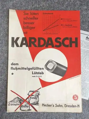 Alter Prospekt Kardasch Lötstab Hermann Stahl Stuttgart