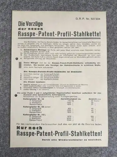 Originaler Prospekt Rasspe Patent Profil Stahlketten