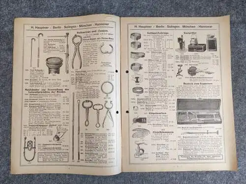 H Hauptner Berlin Preisliste 1928 Instrumente Tierzucht und Pflege