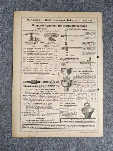 H Hauptner Berlin Preisliste 1928 Instrumente Tierzucht und Pflege