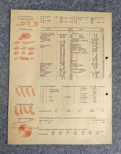 PD Rasspe Söhne alte Preisliste landwirtschaftliche Maschinen 1932