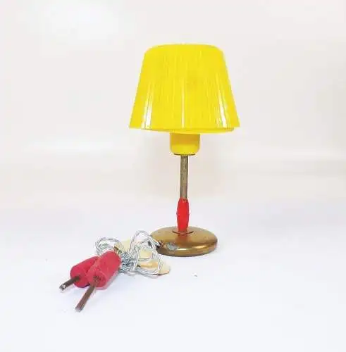DDR Puppenstube Tischleuchte Gelb Vintage Lampe um 1970