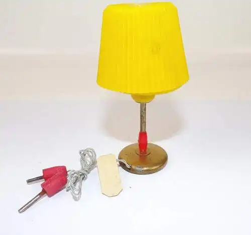 DDR Puppenstube Tischleuchte Gelb Vintage Lampe um 1970