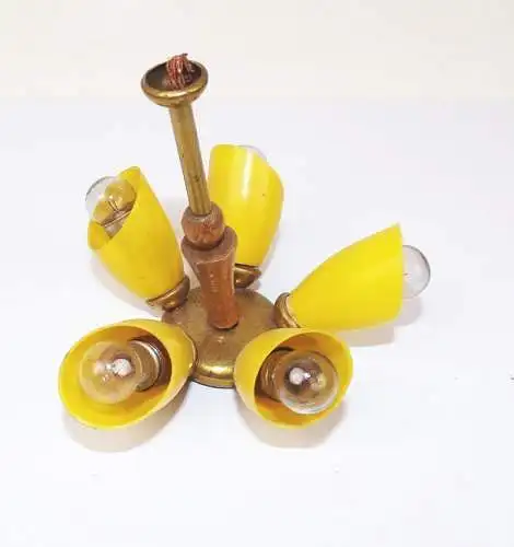 DDR Puppenstube Deckenlampe 5armig Gelb Tütenlampe