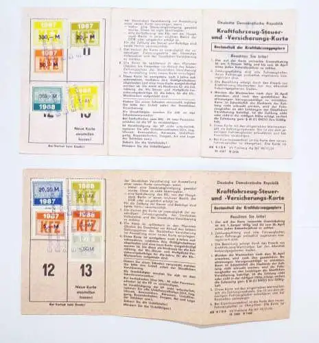 Kraftfahrzeug Steuerkarte Beitragsmarken DDR bis 1988