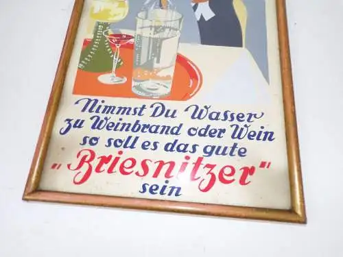 Reklame Bild Briesnitzer Mineralwasser Selter Handgemalt 1930er Bilderrahmen