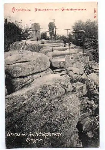 Ak Hochstein Felsenpartie mit Gletscherkesseln Gruss Königshain er Berge 1903