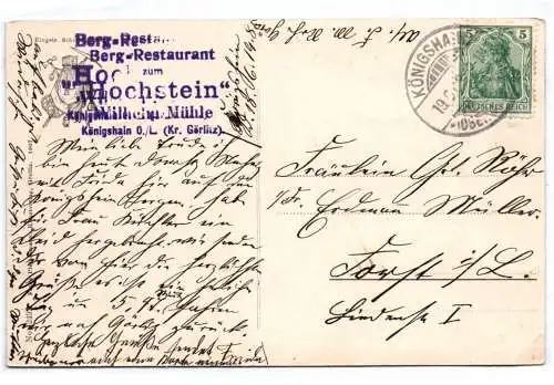 Ak Hochstein Felsenpartie mit Gletscherkesseln Gruss Königshain er Berge 1903