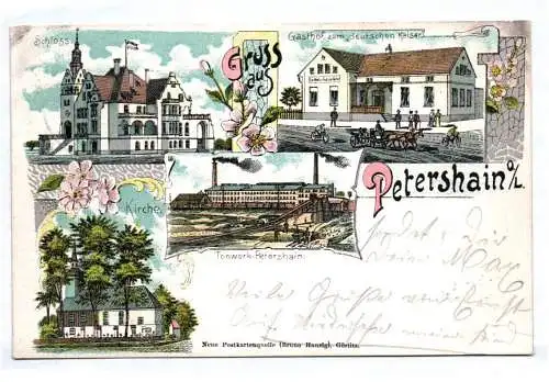 Litho Ak Petershain OL Gasthof zum deutschen Kaiser 1906