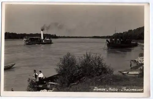 Foto Ak Donau Motiv Traismauer Dampfschiff Dampfer  um 1930