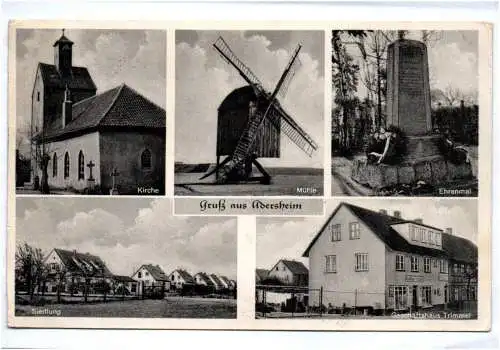Ak Adersheim  Wolfenbüttel Windmühle Siedlung Geschäftshaus Trimmel