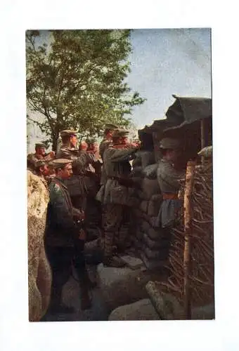 Ak Farbenphotographie aus der Champagne Soldaten Schützengraben 1 Wk