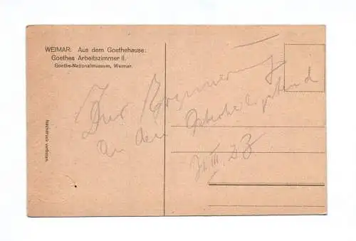 Ak Weimar Aus dem Goethehause Goethes Arbeitszimmer II. Nationalmuseum 1928