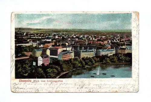Ak Chemnitz Blick vom Schlossgarten 1907