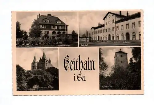 Ak Geithain in Sachsen Jugendherberge Bahnhof Kirche zu St. Nikolai Pulverturm