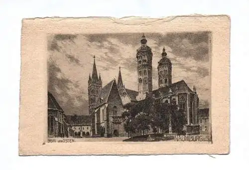 Künstler Ak Dom von Osten Naumburg Original Radierung Kupferdruck