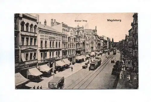 Ak Magdeburg Breiter Weg Straßenbahn Menschen