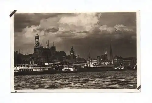 Ak Hamburg Hafenstimmung Meer Schiffe Kirche Hafen
