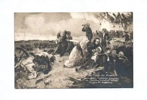 Ak Die Flucht der Russen 1915 Feldpost Ostpreußische Flüchtlinge beobachten