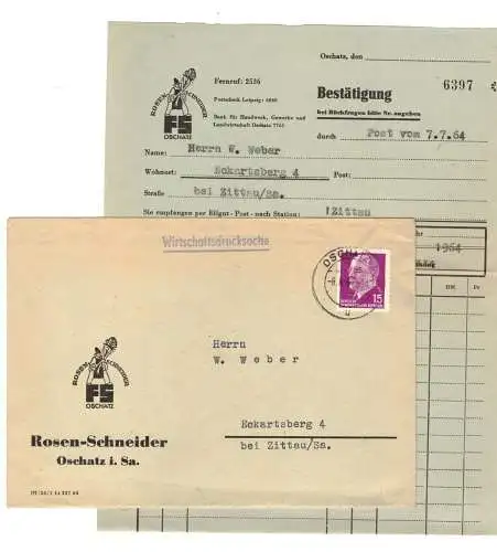 Werbe Brief 1964 Oschatz Rosen-Schneider Inhalt (B7