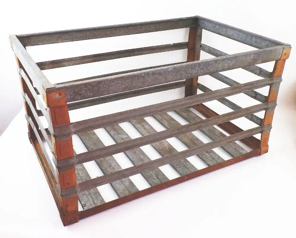 Alte Sero Gitterbox Metall Kiste Garten Loft Deko  0