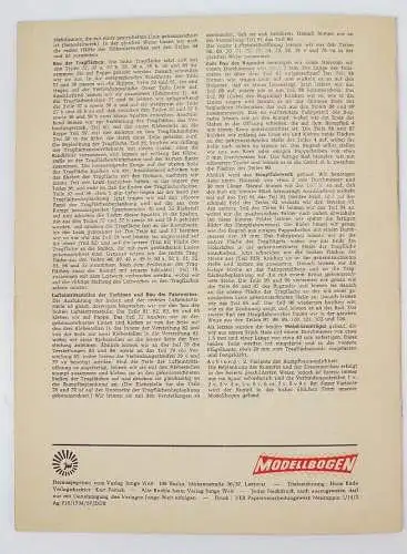 Kranich Modellbogen Polnischer Strahltrainer Iskra 1967 Ausschneidebogen