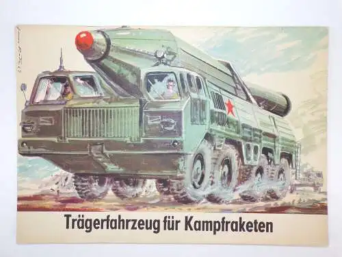 Alter DDR Ausschneidebogen Trägerfahrzeug für Kampfraketen Militär Modellbogen